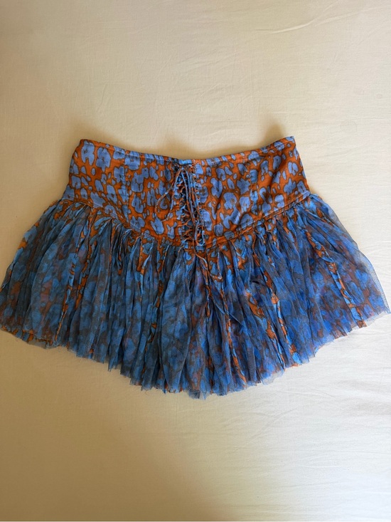 Free People Dresses & Skirts - Free People Blue & Rust Pleated Tiered Mini Skirt